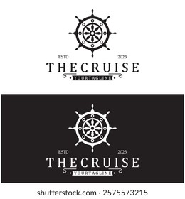 The cruise logo,ship steering logo, boat, yacht, rope, maritime, anchor. Logo for business, sailor, sailing, tourism