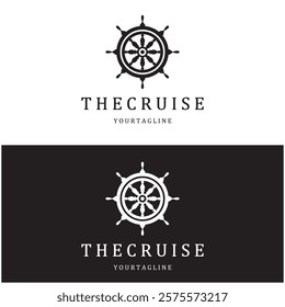 The cruise logo,ship steering logo, boat, yacht, rope, maritime, anchor. Logo for business, sailor, sailing, tourism