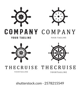 The cruise logo,ship steering logo, boat, yacht, rope, maritime, anchor. Logo for business, sailor, sailing, tourism