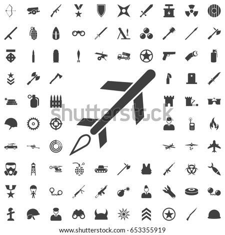 Cruise missile icon vector. Set of weapon icons