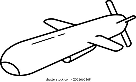 A Cruise Missile. Vector Outline Icon.