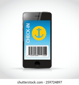 Cruise Mobile Check-in Illustration Design Over White