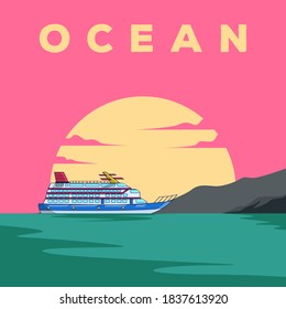 cruise ocean poster template vector illustration design