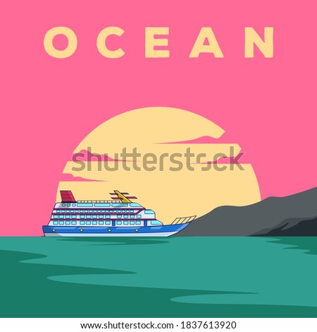 cruise ocean poster template vector illustration design