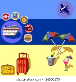 Cruise picture. Beach vacation. Summer holidays. Vector illustration.
