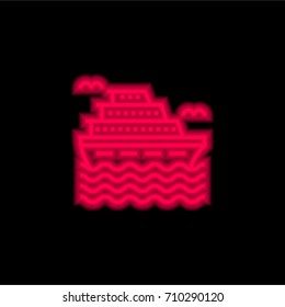 Cruise red glowing neon ui ux icon. Glowing sign logo vector