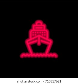 Cruise red glowing neon ui ux icon. Glowing sign logo vector