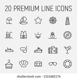 Cruise related vector icon set. Well-crafted sign in thin line style with editable stroke. Vector symbols isolated on a white background. Simple pictograms