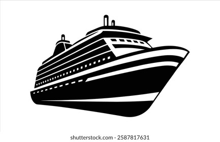 Cruise Ship: Black and White Icon