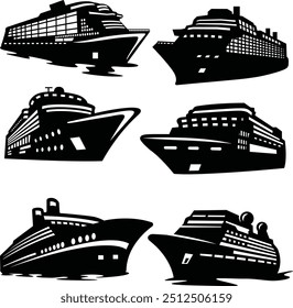 Cruise Ship Boat Bundle Illustration