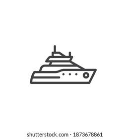 Cruise ship boat line icon. linear style sign for mobile concept and web design. Yacht ship outline vector icon. Symbol, logo illustration. Vector graphics