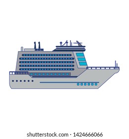Cruise ship boat sideview isolated vector illustration graphic design