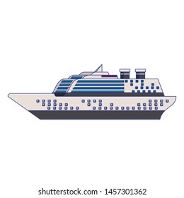 Cruise Ship Boat Sideview Isolated Stock Vector (Royalty Free ...