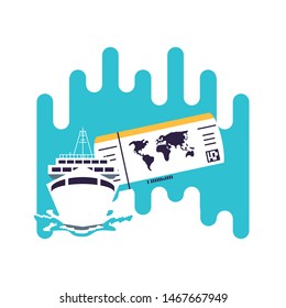 cruise ship boat with travel ticket
