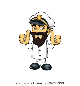 A cruise ship captain. The man with the beard Cartoon