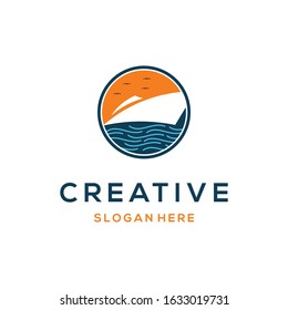 Cruise Ship Circle Ocean Abstract Sailing Business Modern Logo