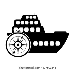cruise ship and compass icon