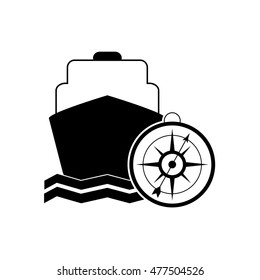 cruise ship and compass icon