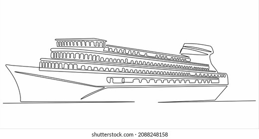 
cruise ship continuous line vector illustration