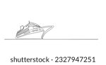 cruise ship continuous line.luxury ship line drawing.sea transportation.isolated white background