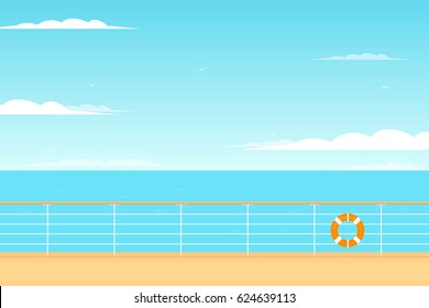 Cruise Ship Deck View. Clipart Illustration