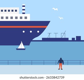 navio de cruzeiro entra no porto marítimo