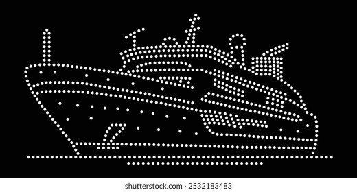 Barco de crucero, Barco de ferry Rhinestone Diseño, Diseño de crucero de diamantes de imitación, Diseño de Rhinestone Camiseta, Barco de crucero, Barco de ferry Rhinestone, Barco de ferry, Ferry, Barco