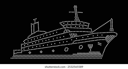 Barco de crucero, Barco de ferry Rhinestone Diseño, Diseño de crucero de diamantes de imitación, Diseño de Rhinestone Camiseta, Barco de crucero, Barco de ferry Rhinestone, Barco de ferry, Ferry, Barco