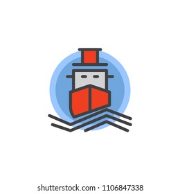 Cruise ship filled outline icon, line vector sign, linear colorful pictogram isolated on white. Cruise liner on waves symbol, logo illustration. Pixel perfect vector graphics
