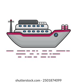 Cruise Ship with flat design style to complete your artwork, book, or printed in any medium