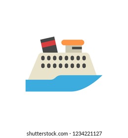cruise ship flat fector icon