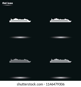 Cruise ship flat grayscale vector icon.