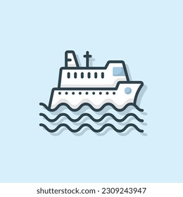 Cruise Ship flat outlined icon