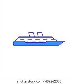 Cruise ship flat sign symbol icon on background