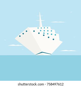 Cruise ship front view. Vector illustration isolated on white background