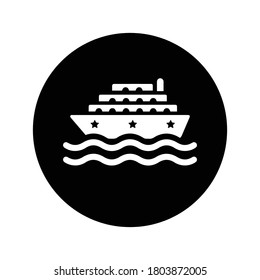 Cruise, ship icon. Black vector design is isolated on a white background for multipurpose use