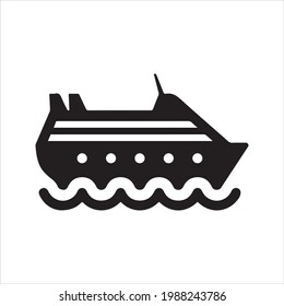 Cruise ship icon, black. Vector and glyph