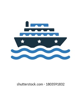 Cruise, ship icon. Colorful vector design is isolated on a white background for multipurpose use