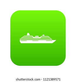 Cruise ship icon digital green for any design isolated on white vector illustration