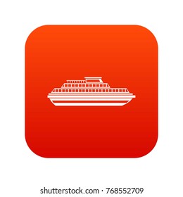 Cruise ship icon digital red for any design isolated on white vector illustration