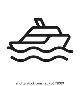 Cruise ship icon. Editable line icon. Vector illustration