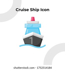 Cruise Ship Icon with Flat Color Style, Vector Editable