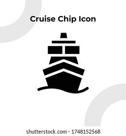 Cruise Ship Icon with Glyph Style, Vector Editable 