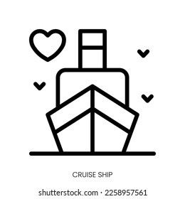 cruise ship icon. Line Art Style Design Isolated On White Background