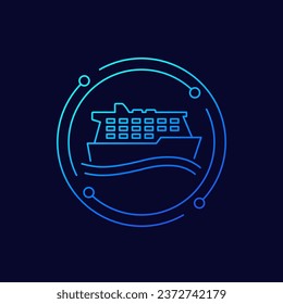 cruise ship icon, linear design