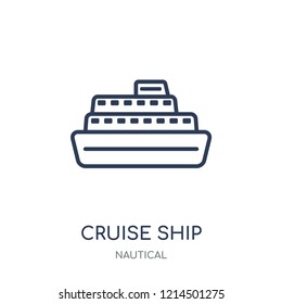 Cruise Ship icon. Cruise Ship linear symbol design from Nautical collection. Simple outline element vector illustration on white background.