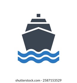 Cruise Ship Icon On White Background