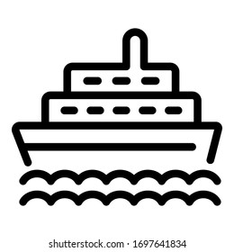 Cruise ship icon. Outline cruise ship vector icon for web design isolated on white background