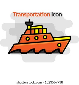 Cruise ship icon in outlined flat color style With Color. Vector illustration Background