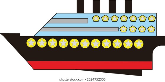 Icono de crucero para personas que viajan al extranjero y completo con instalaciones